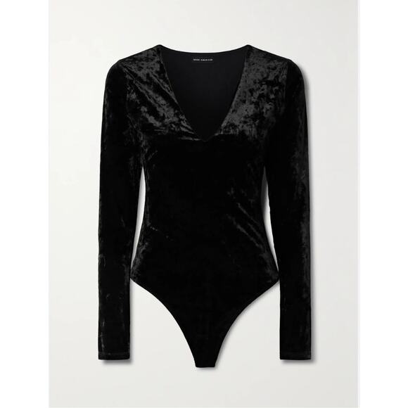 NWT Good American Crushed Velvet Thong Bodysuit sz: 7 (4XL) - Picture 2 of 14